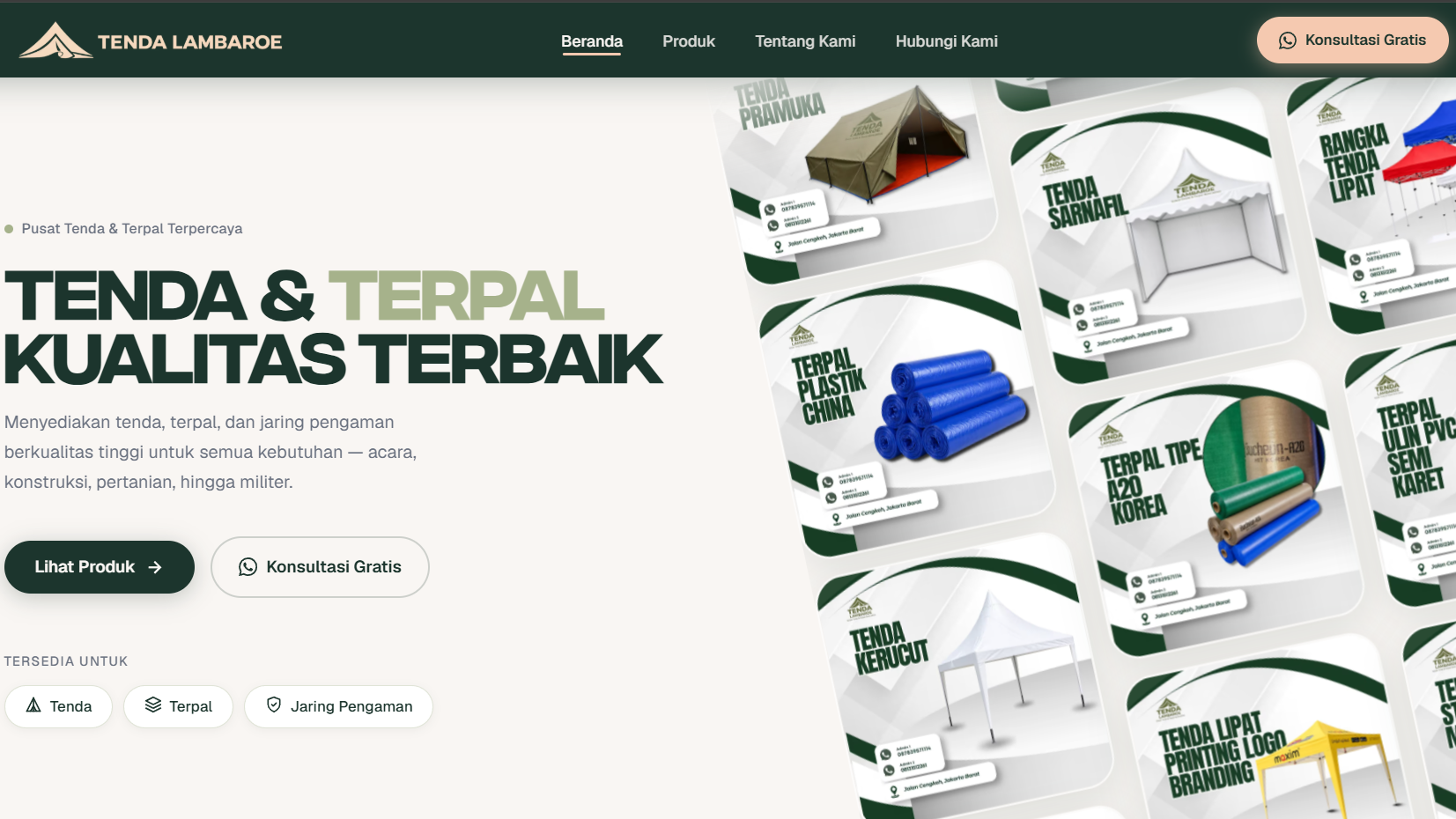Tenda Lambaroe – Company Profile & Product Catalog Website
